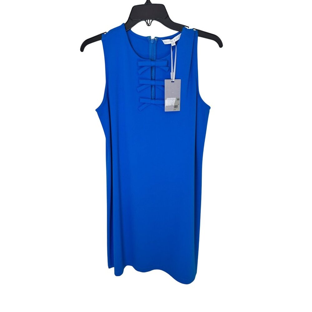 New Preston & York Blue Tamara Ponte Sleeveless Small Shift Dress office siren - Picture 4 of 9